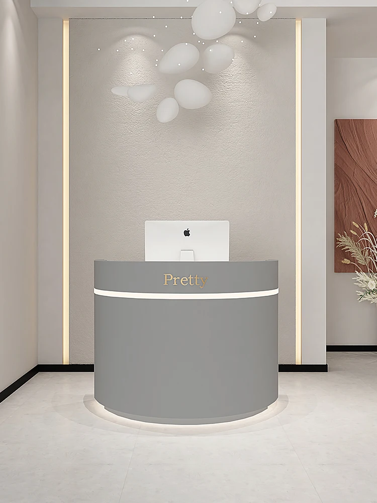 صالون تجميل صفحة الخروج الصغيرة متجر الملابس كشك بار مكتب الاستقبال المنحني مكتب الاستقبال