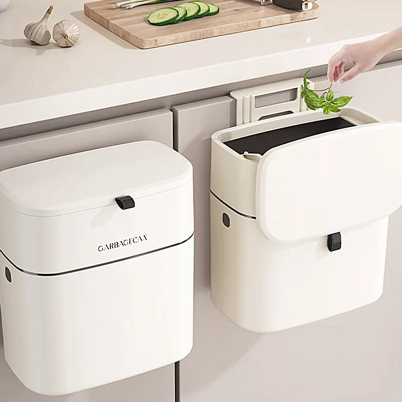 

Stylish Hanging Trash Can for Household Toilets - Large Capacity, Square Design, Convenient Clamshell Lid