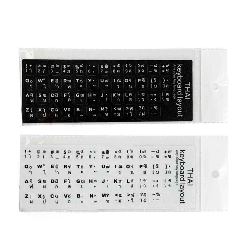 U55B Thai Language Keyboard Stickers Letters Black/ White Waterproof Durable