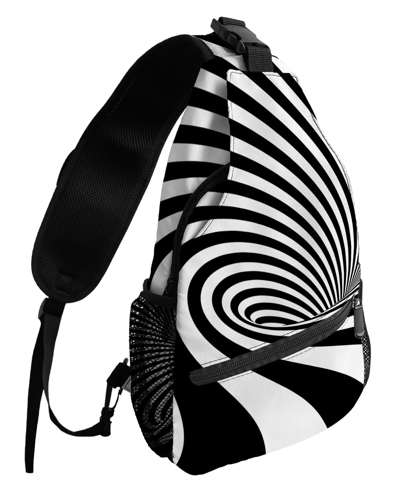 Funnel-shaped Striped Abstract Chest Bags For Women Men Waterproof Messenger Bags Female Travel Sport One Shoulder Crossbody Bag