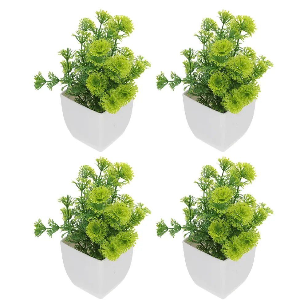 

4Pcs Artificial Faux Plants Realistic Greenery Kitchen Bathroom Office Bookshelf Shelf Decoration Small Potted Plants