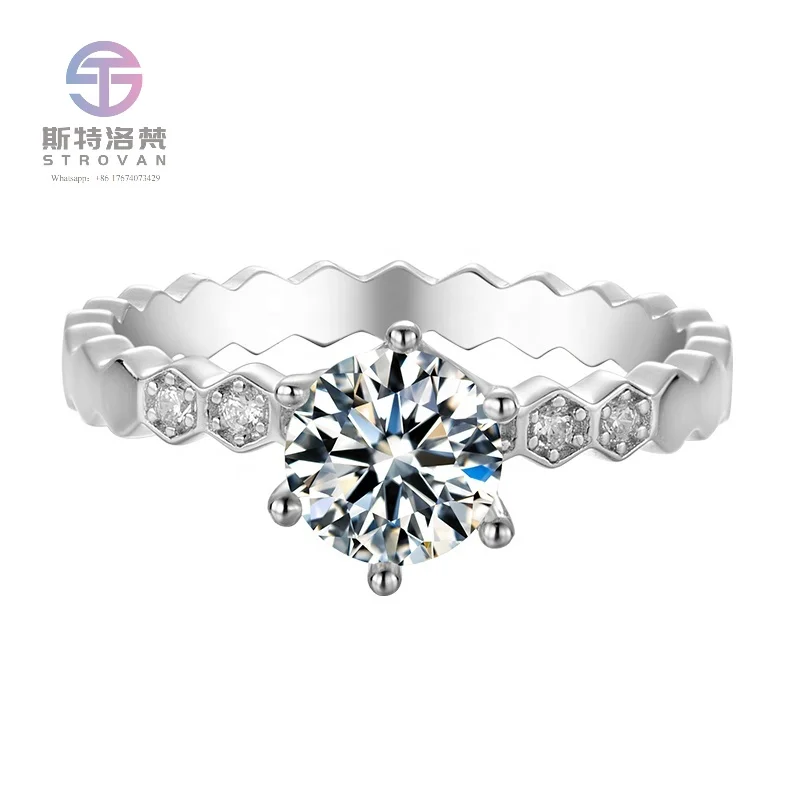Elegant Ring Jewelry 1ct Moissanite Engagement Ring Silver 925 Jewelry Moissanite Ring Wedding