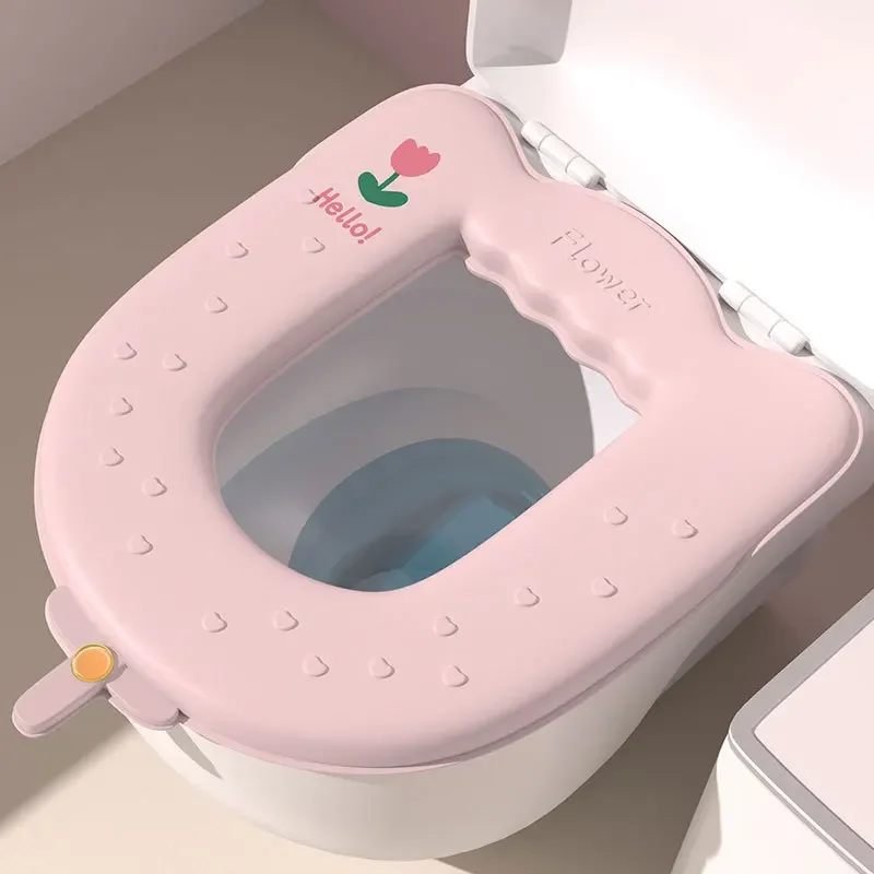 Tulip Floral Pattern Toilet Seat Wrap Shared Bathroom Dedicated Lavatory Sit Cushions 36x45cm Daily Decor Supplies Consumables