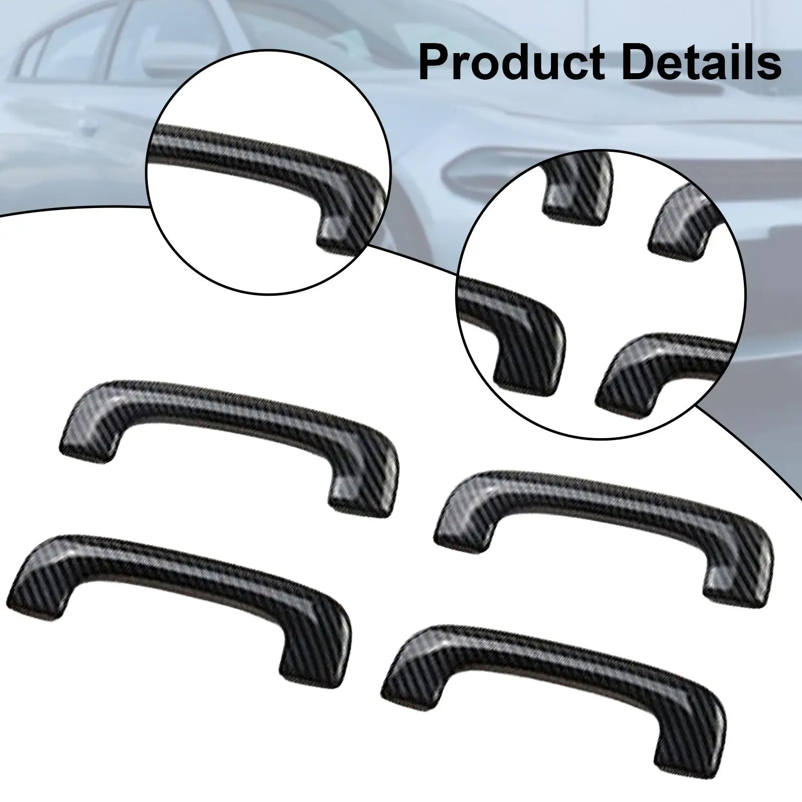 Car Interior Roof Grab Handle Cover Trim ABS Black Carbon Fiber Look Practical Professional Upgrade for Dodge Charger 2011 2023