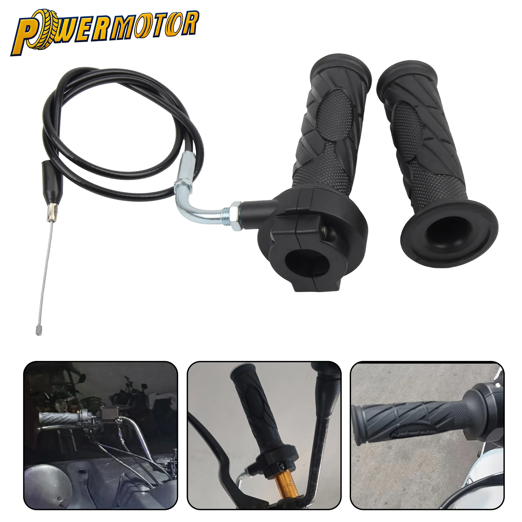 

Universal Motorcycle 7/8" 22mm Throttle Grip Set With Throttle Cable Throttle Seat For GY6 50-250cc ATV Dirt Bike Scooter Moped