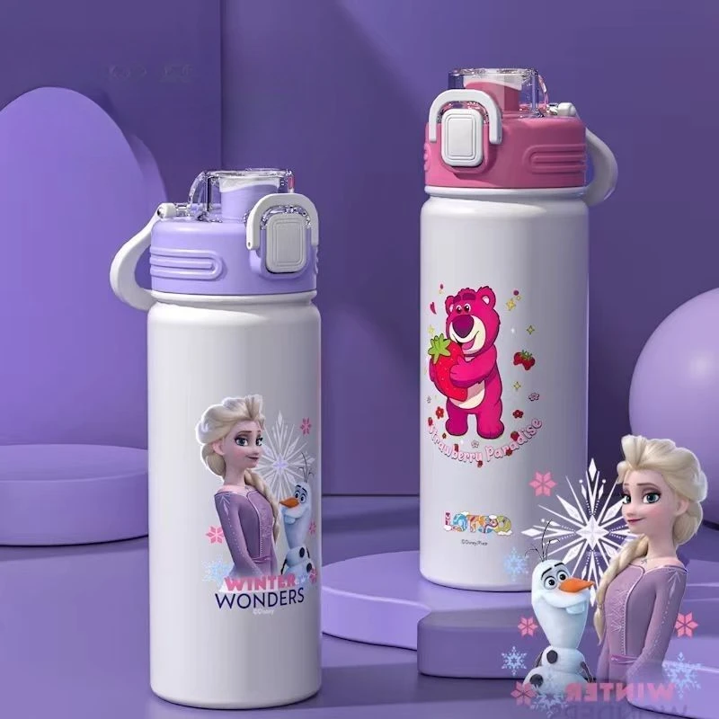 Disney Lotso Mickey Donald duck Elsa Cartoon Cute Children's Thermos Cup Creative Anime Movie Character Student Sippy Cup Gift