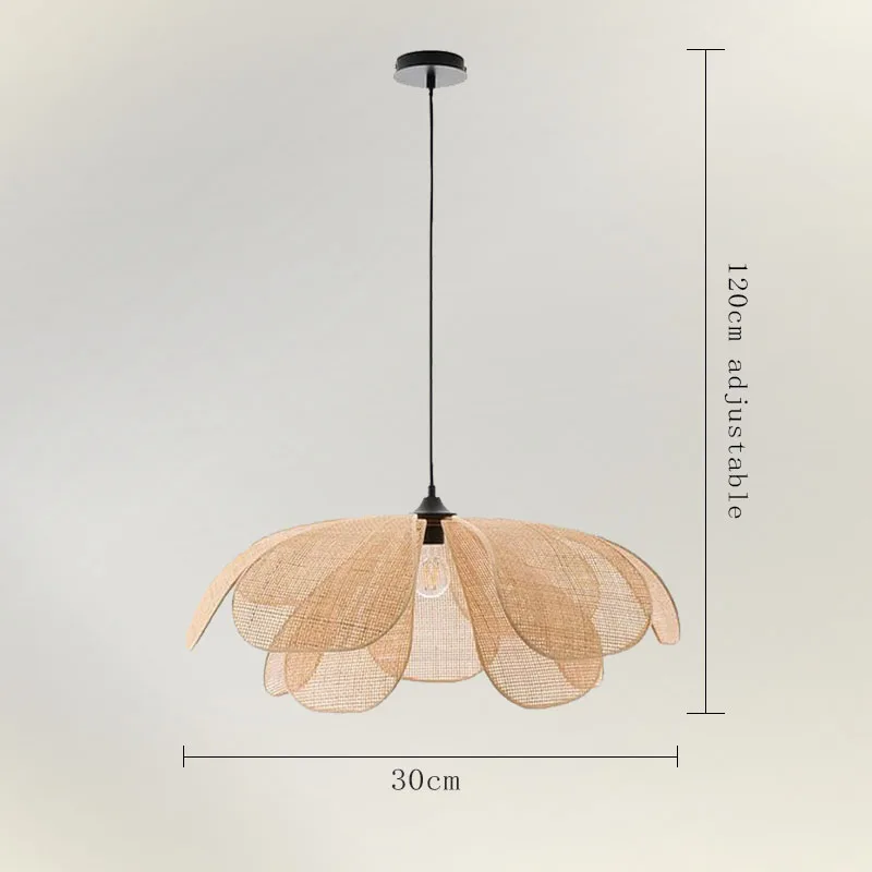 E27 bloemblaadje hanglamp Japanse stijl handgeweven rotan hanglamp eetkamer slaapkamer woonkamer Boho bloemen kroonluchter