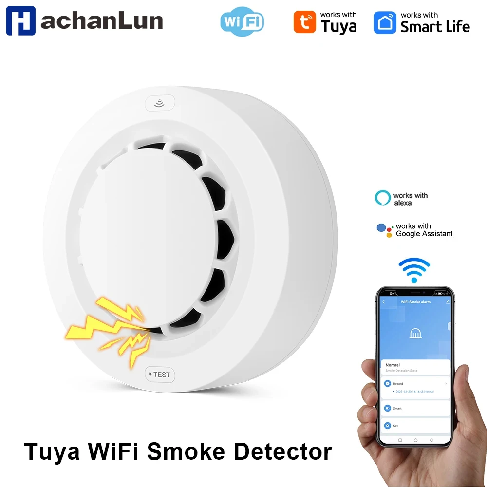Tuya WiFi Smoke Alarm Fire Smoke Protection Detector 80dB Combination Smokehouse Fire Alarm Home Security System Firefighters