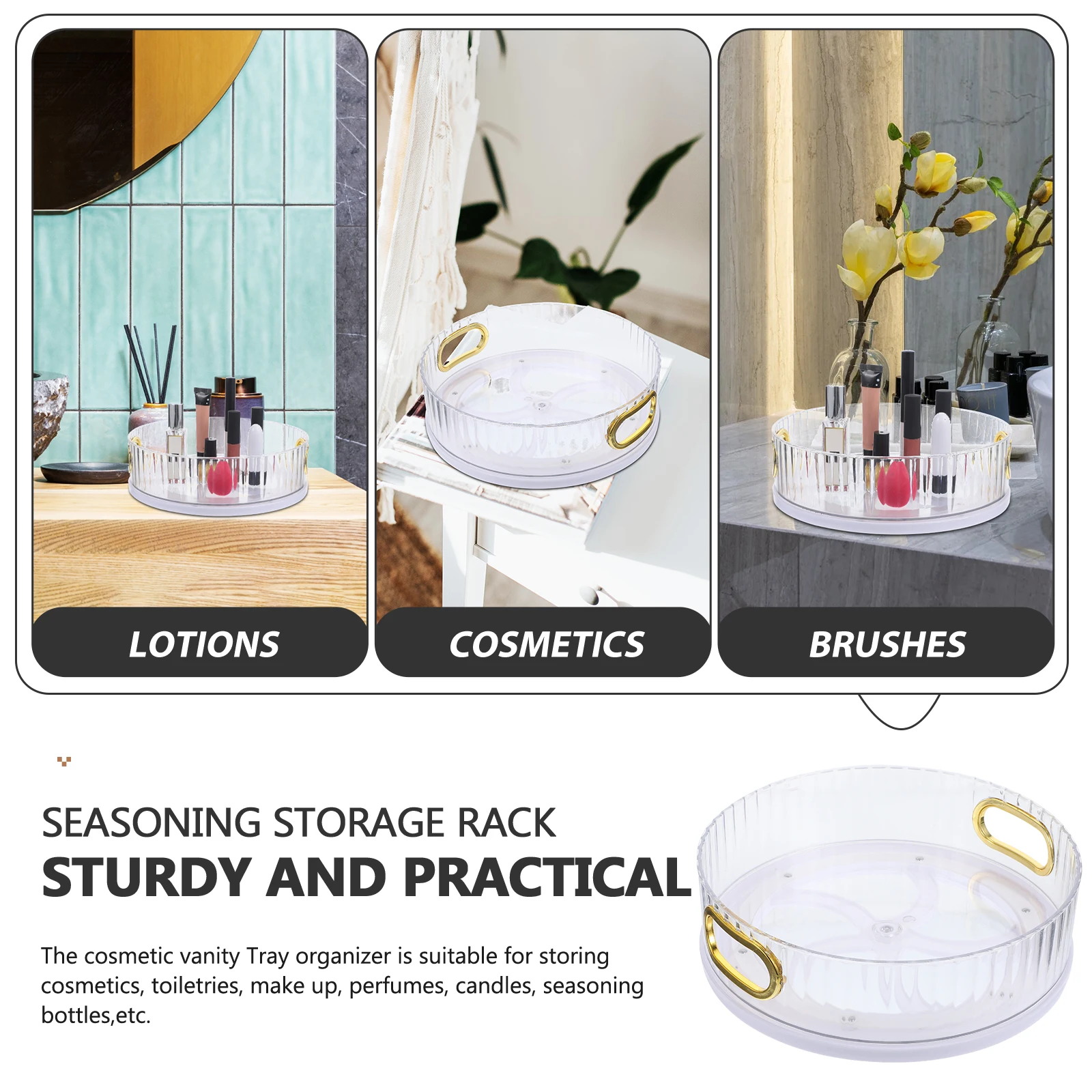 

Rotating Storage Tray Condiment Perfume Toiletry Organizer for Perfumes The Pet Fragrance Cosmetics