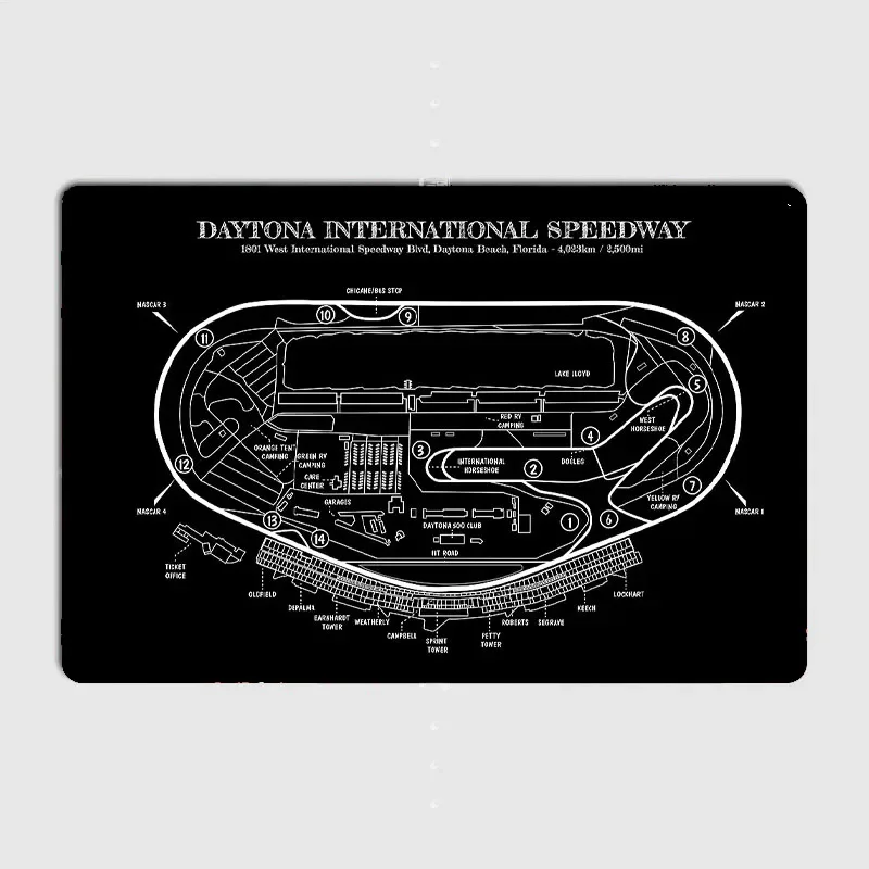 Daytona International Speedway Retro Metal Sign Poster Bar Signboard Interior Wall Room Decoration Vintage Home Decor
