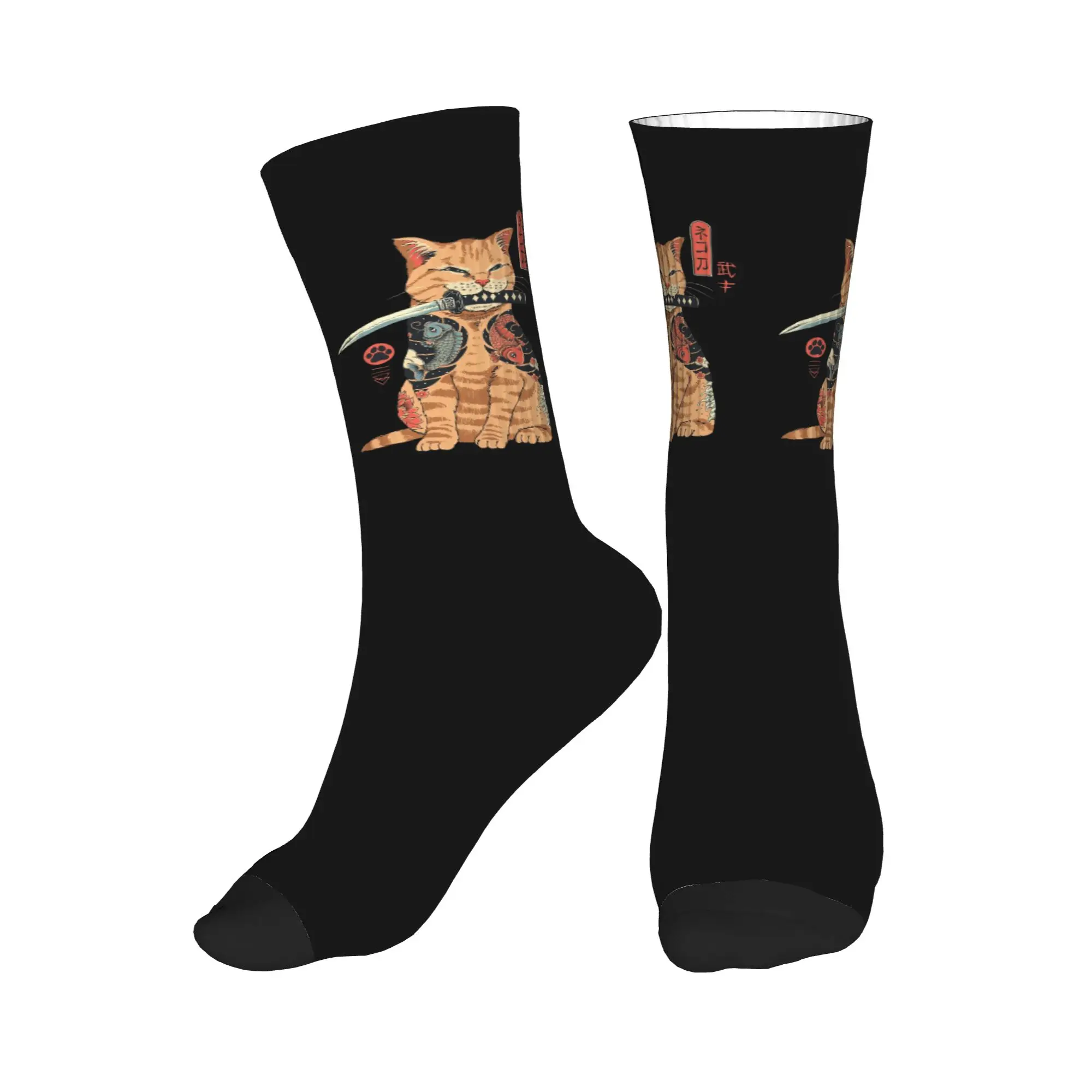 

Забавные мужские носки с японскими самурайскими котами, модные носки унисекс с 3D-принтом