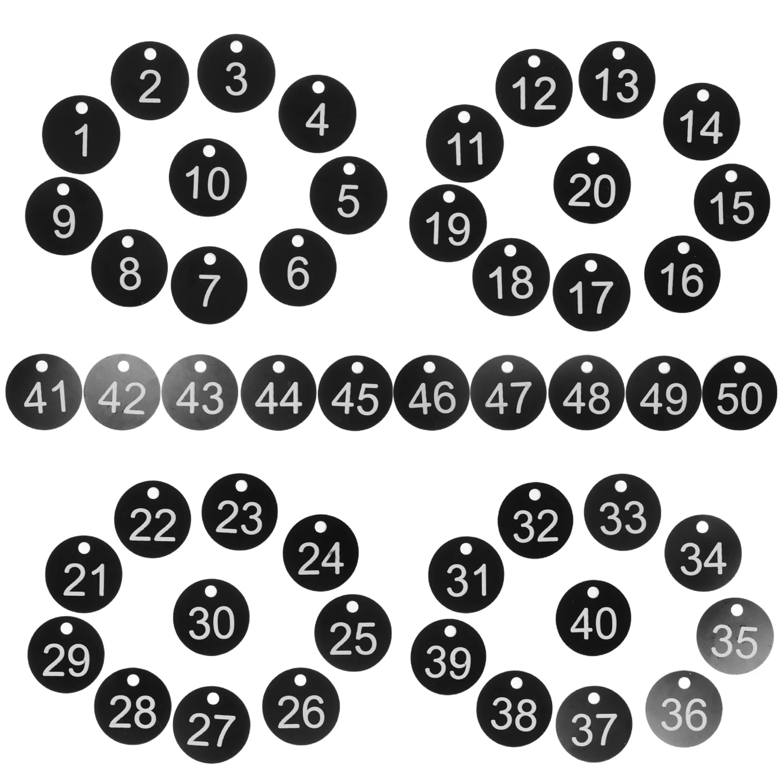 

50pcs Colored Keychain Label 1-50 Reusable Number Id Tags With Hole Durable Plastic Key Tags For Gym Locker School Storage