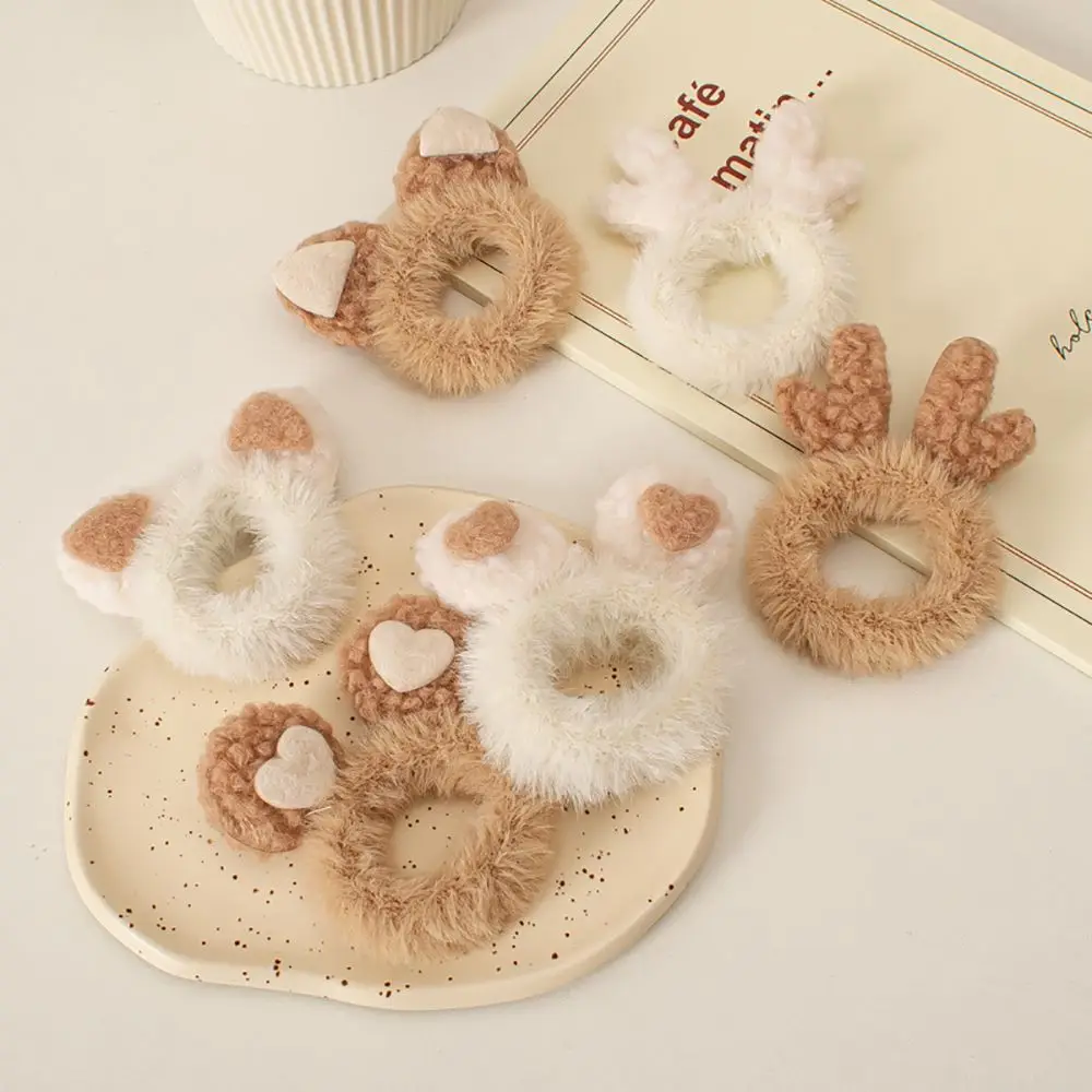 Accessories Hair Ties Female Antlers Plush Christmas Ponytail Holder Women Hair Ring Cat Ears Scrunchies Korean Style Hair Rope image 3