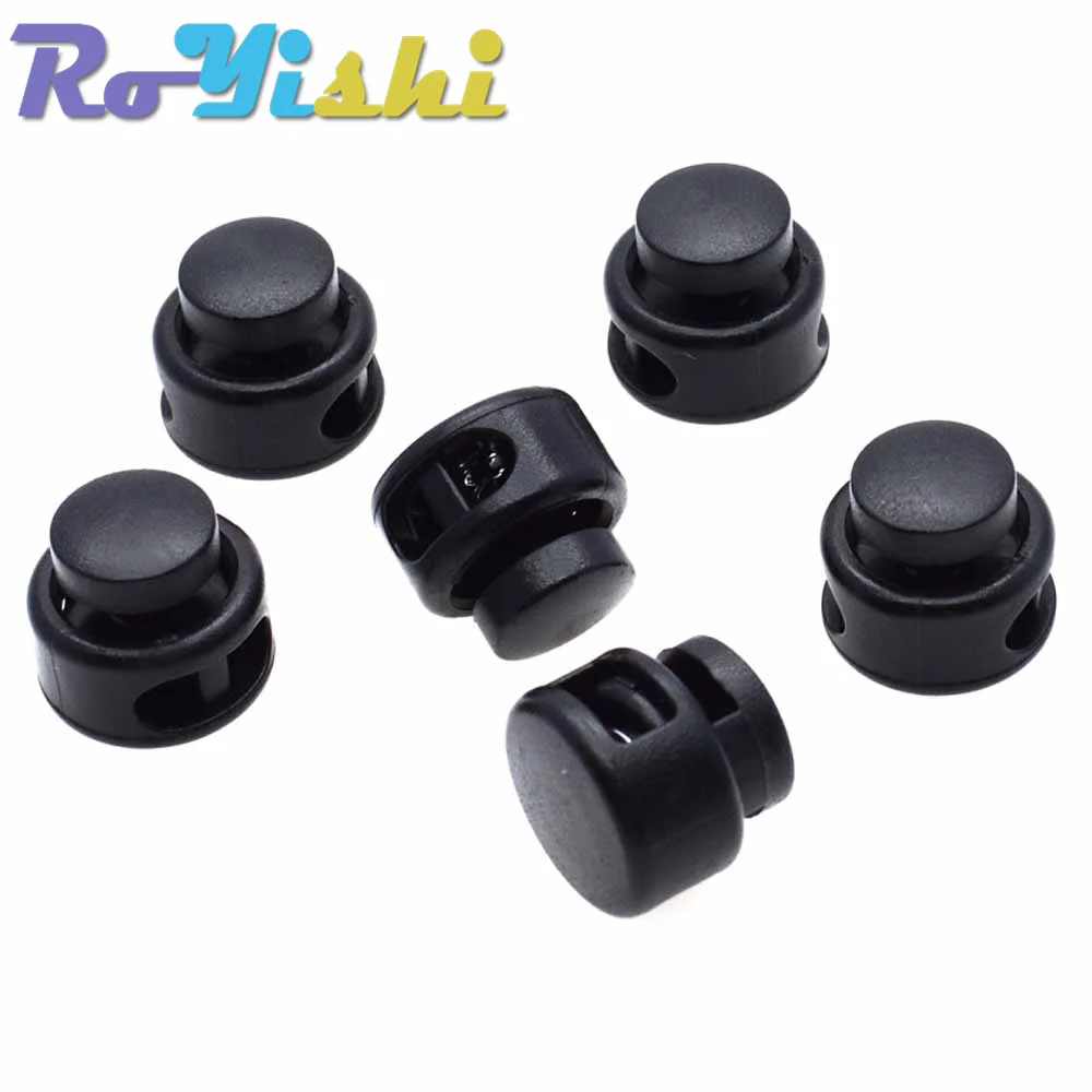 10 stks/pak Koordvergrendeling Toggle Clip Stopper Plastic Zwart Voor Tassen/Kledingstukken Maat: 15mm * 14mm