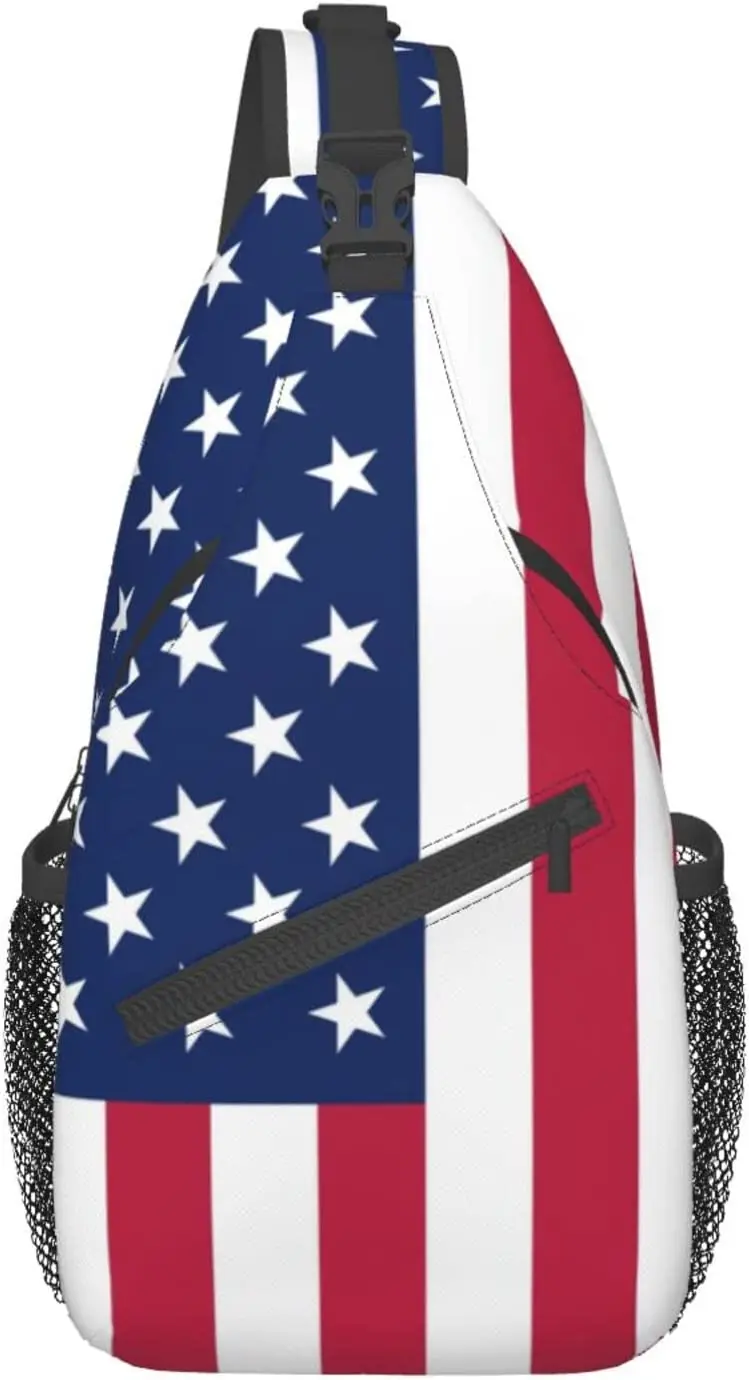 American Flag Wandern Tages rucksäcke Cross body Sling Rucksack Umhängetasche Brusttasche mit verstellbarem Riemen hohe Kapazität Männer Frauen