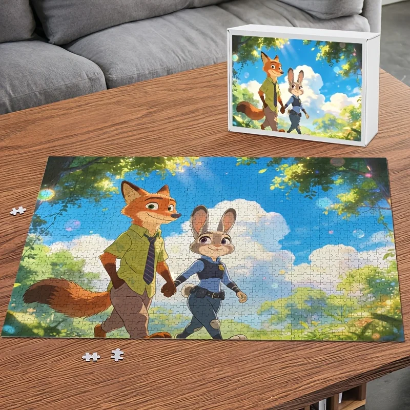 Puzzle de 1000 pièces Disney Zootopia Judy & Nick Wilde - Jeu de correspondance pour adultes, casse-tête stimulant adapté aux âges variés