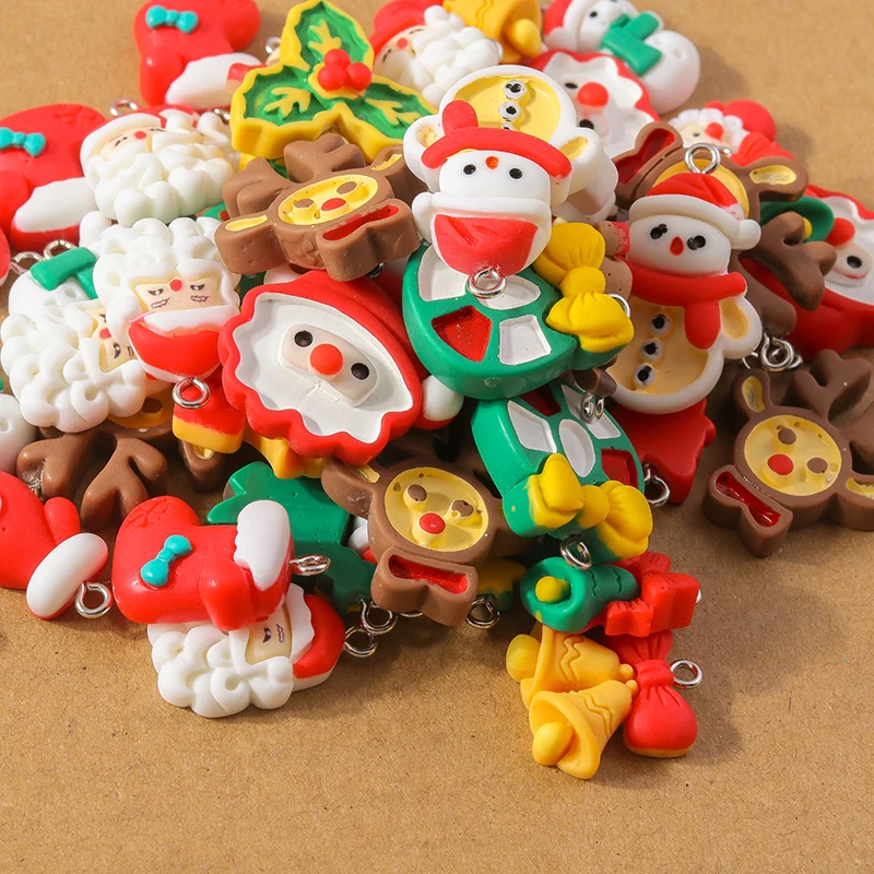 Picture 4: 10Pcs Cartoon Christmas Charms Snowman Santa Claus Deer Pendants for Making Earrings Necklace DIY X'mas Gift Jewelry Accessories