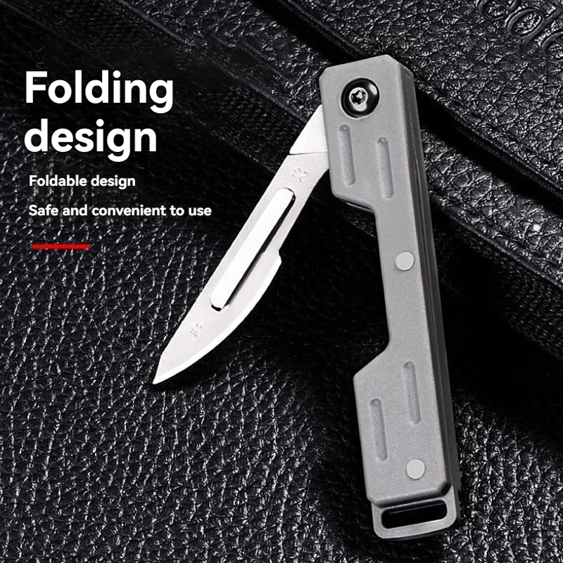 Imagem -04 - Mini Folding Medical Bisturi Faca Edc Outdoor Desembalar Pocket Knife 10 Pcs Lâminas Substituíveis