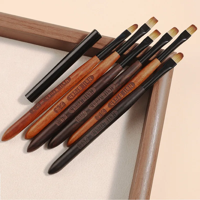 1/6PCS Acrylic Nail Brush Pen for Powder Manicure Round Wood Handle Gel Builder Brushes Tools
