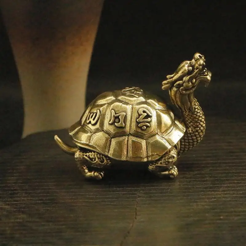 HOT! Creative Dragon Turtle Burner Xuanwu Zen Office Desk Incense Holder Copper Ornament Decorative Craft
