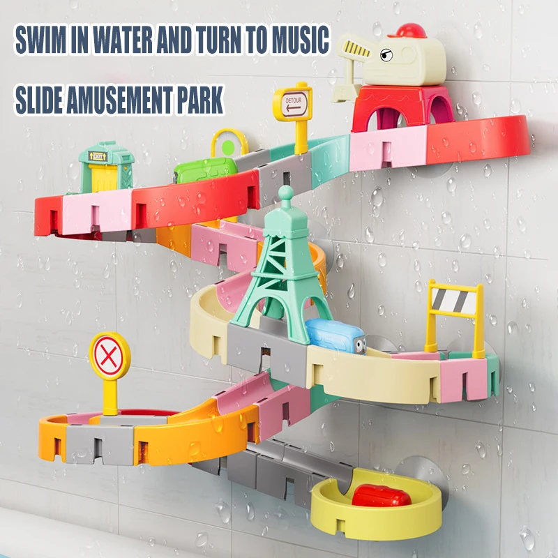 

Kids Bath Toys Dinosaur Tracks Building Slide Amusement Park Fun Baby Bathtub Shower Play with Water Games Toy Set for Toddlersb