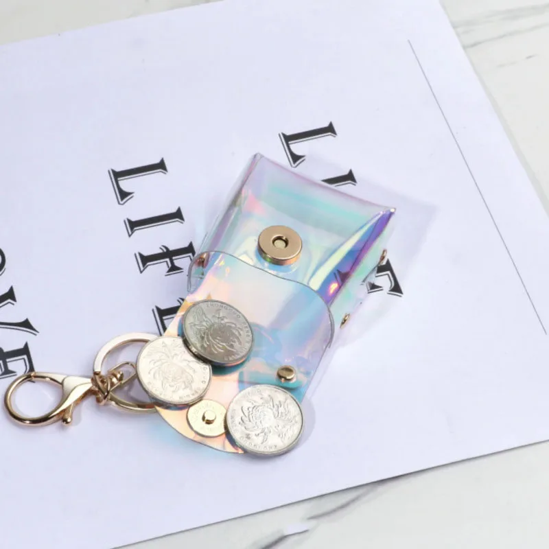 Colorful Laser Transparent Keychain Coin Purse Headphone Bag Key Pendant Mini Fashion Versatile Funny Simple Bag Mutifunctional