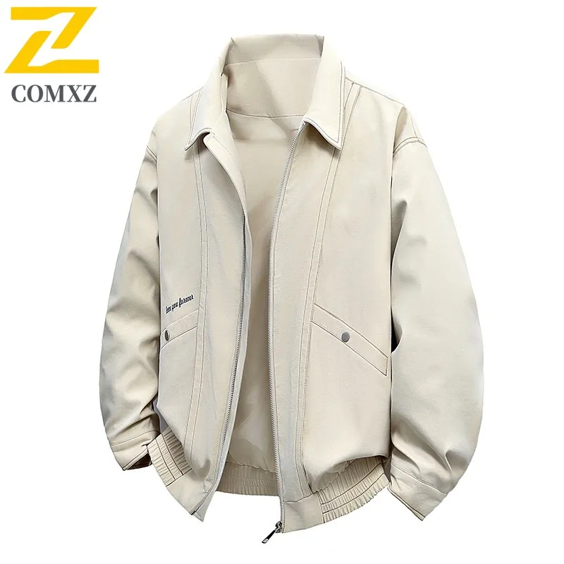 

COMXZ Men Jacket Casual Stand Collar Outdoor Camping Comfort Coat Premium Daily Comfort Lightweight Autumn Motorcycle Jacket