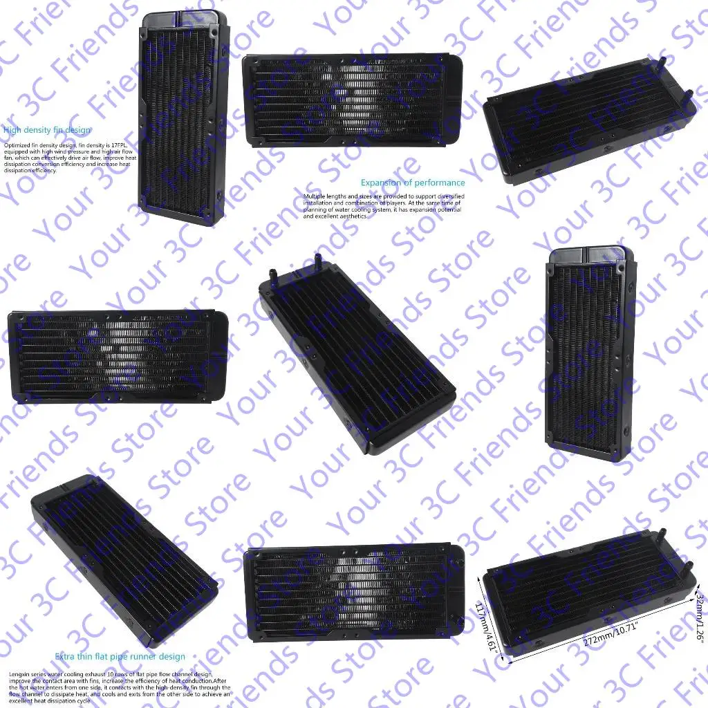 

9,45 "10 трубок Компьютерный радиатор охлаждения водного охлаждения G1/4 Женская резьба рассеяние