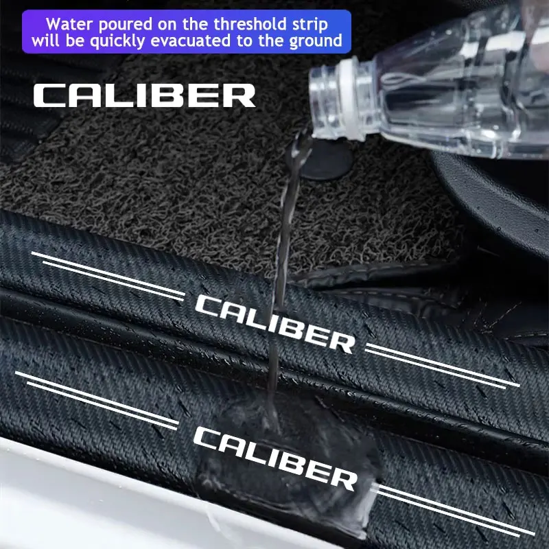 Carbon Fiber Anti Scratch Door Sill Protector Film Rear Trunk Threshold Decal Stickers For Dodge Caliber Logo Decor Accessories