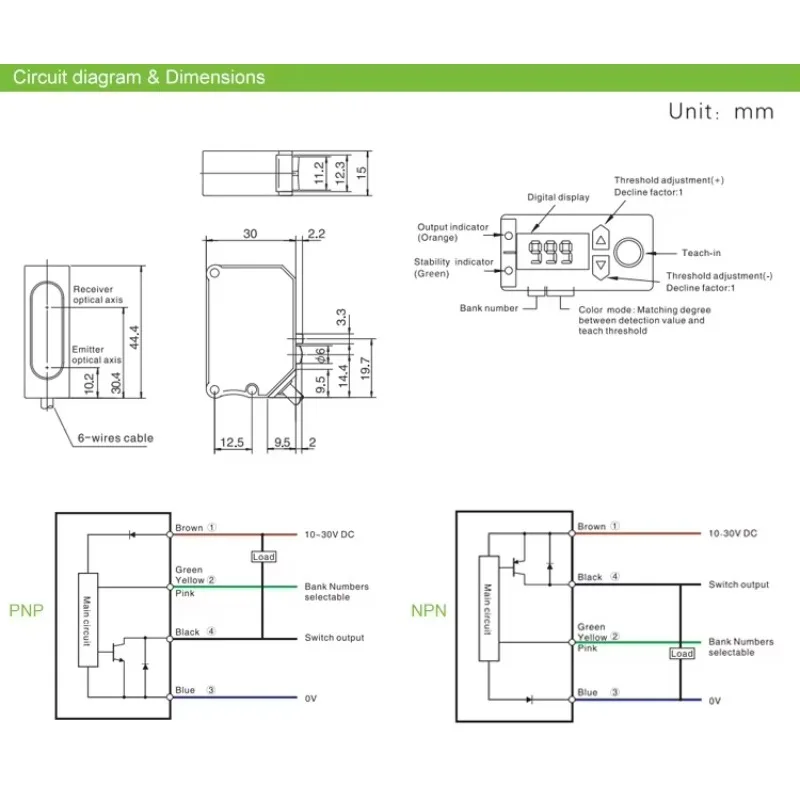 High Precision Industrial Sensor Color Recognition Photoelectric Color Sensor