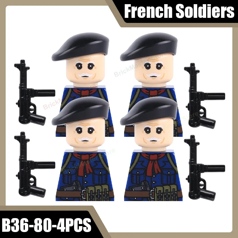 Militär Armee Französischer Gewehrschütze Offizier Sturmtruppen Figur Bausteine Infanterie Krieger Flagge Helm Zubehör Bausteine Spielzeug