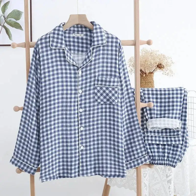 

Мужские пижамы можно носить на весну и осень, тонкие брюки из 100% хлопка с длинными рукавами, простая домашняя одежда, мужской пижамный комплект