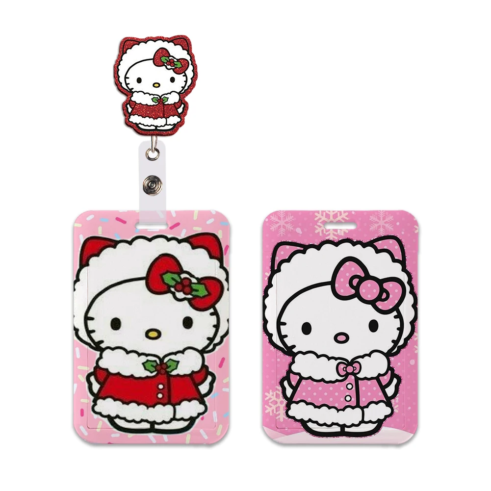 Christmas Hello Kitty Id Badge Holder Strap Bus Pass Access Slip Bank Credit Card Holder Retractable Reel Clip Xmas Gifts