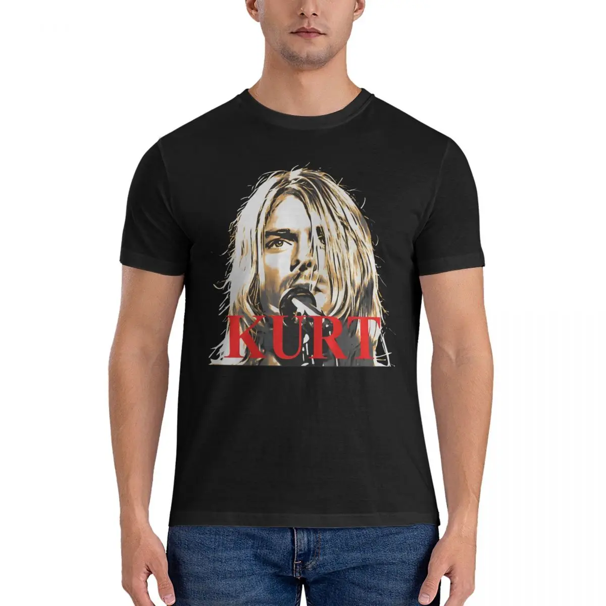 Men's From American T Shirt Kurt-Cobain 100% Cotton Clothes Hipster Short Sleeve Crew Neck Tees Summer T-Shirt official-website