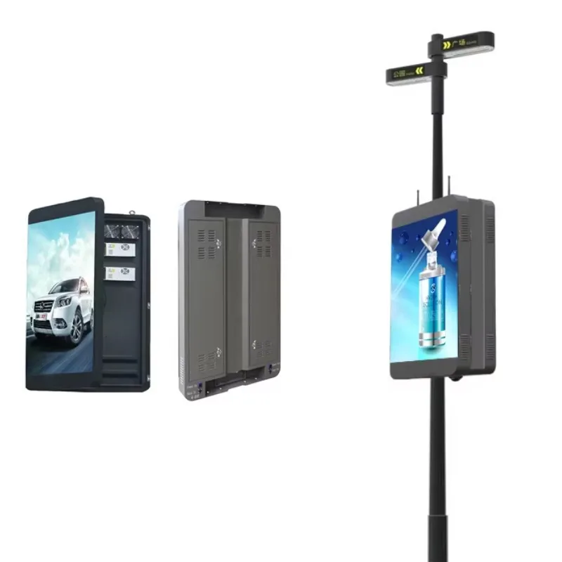 2025Roadside Solar WIFI 3G 4G Control Electronic Board Led Street Advertising Screen Banner P3 P4 P5 P6 Light Pole Led Display