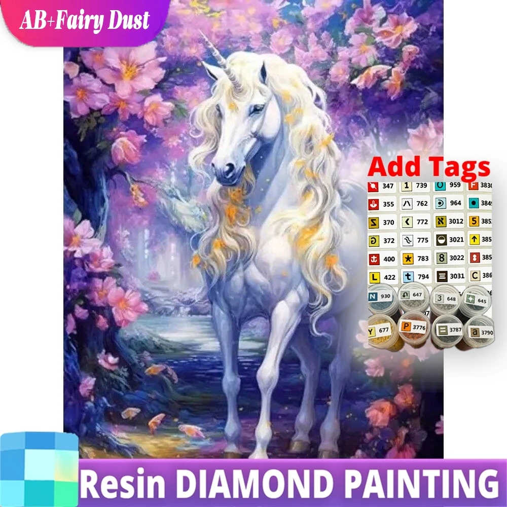 

Resin AB Fairy Dust DIY Diamond Embroidery Horse Animal Mosaic Flower Suitable For Beginners Painting New arrival Unique Gift