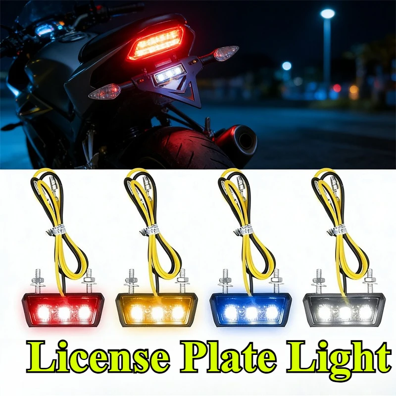 

Motorbike Parts 12V Waterproof Motorcycle License Plate LED Light Universal Rear Tail Lamp Indicators For ATV Bike Anti-Rust HD