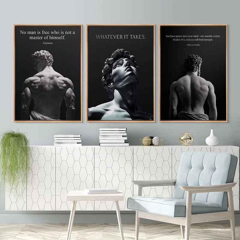 Alexander the Great Quote Motivational Wall Art Spartan Warrior Canvas Ancient Greek Poster Bronze Statue Sculpture Room Decor