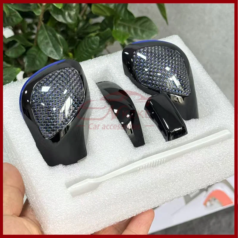 مناسبة لغطاء جانبي بمقبض ناقل الحركة من ألياف الكربون لسيارة Volkswagen Golf 6 7 R #4