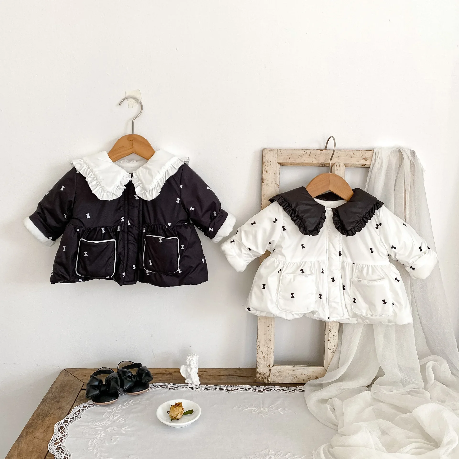 2024 Winter Baby Girl Warm Cardigan Velvet Thickened Mushroom Printed Jacket Coat Cotton Clothes