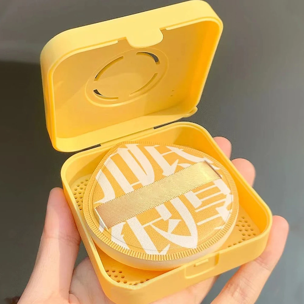 1 Set Powder Puff Storage Empty Box Breathable Safe PP Material Moisture-proof Air Cushion Puff Storage Square Box Makeup Case