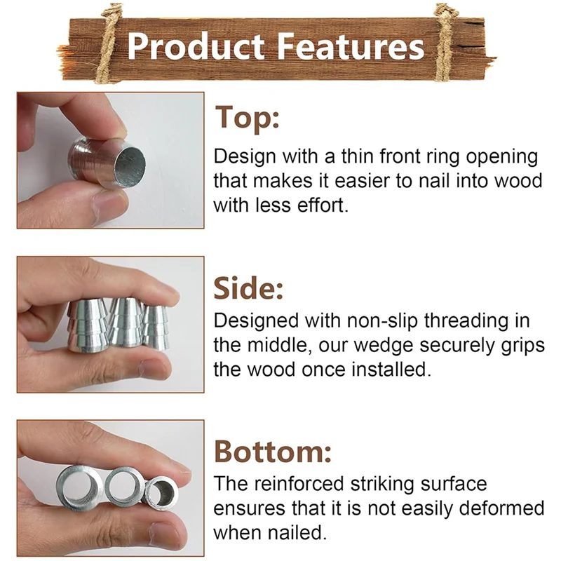 

A92P 21 PCS Extended Round Axe-Handle Wedge Safety Metal Hammer Handle Wedges Steel, 0.55/0.63/0.71Inch ) Metal
