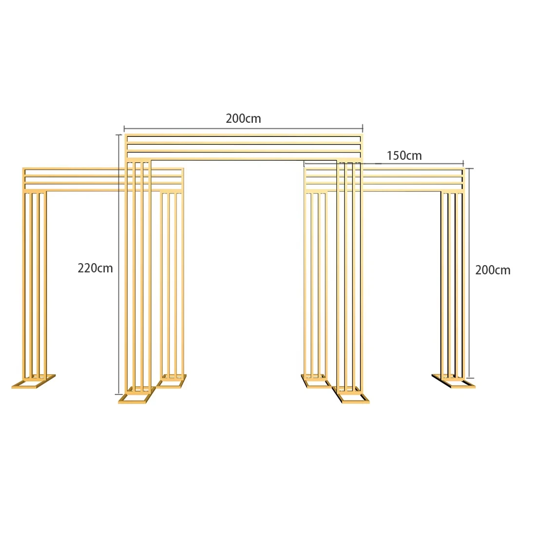 Sparkling gold-plated square screen background frame, wedding arch, geometric flower stand one-stop procurement
