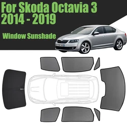 Custom Car Window Sunshade For Skoda Octavia 3 2014 - 2019 Magnetic Curtain Mesh Front Windshield 2015 2016 2017 2018