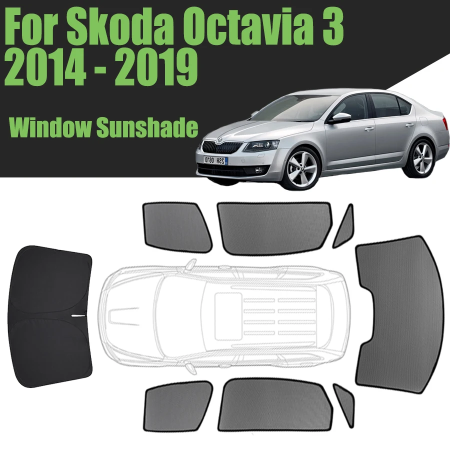 Niestandardowa osłona przeciwsłoneczna do samochodu Skoda Octavia 3 2014-2019 Magnetyczna osłona przeciwsłoneczna z siatki przedniej szyby 2015 2016 2017 2018