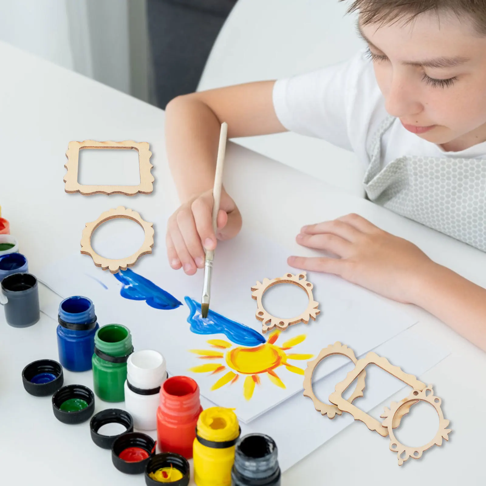 

60pcs Wooden Cutouts Decorative Pendant Unfinished Diy Wood Slices For Graffiti Craft Hanging Ornaments Thanksgiving Party Home