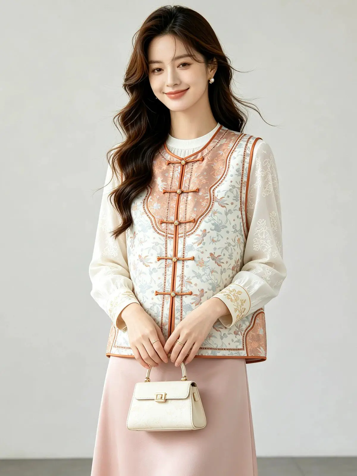Winsleter-100%Real Silk Song Brocade Elegant Vest Coat, O Neck Cartoon, Women Vintage Chic Waistcoat, 2026 Autumn New C6O436CC