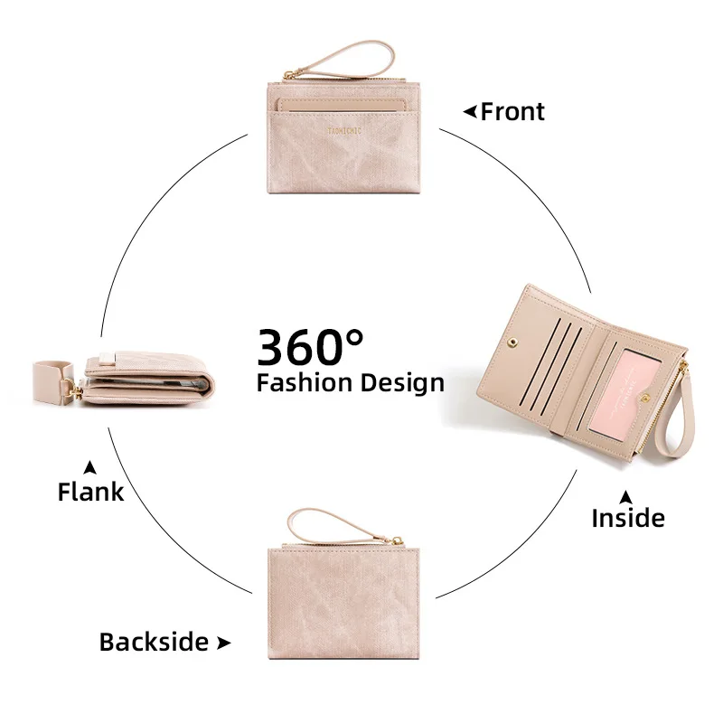 Yueqianka محفظة قصيرة عبر الحدود للنساء موضة كتلة الألوان ثنائي الطي باليد حزام متعدد الفتحات محفظة نسائية للعملات المعدنية