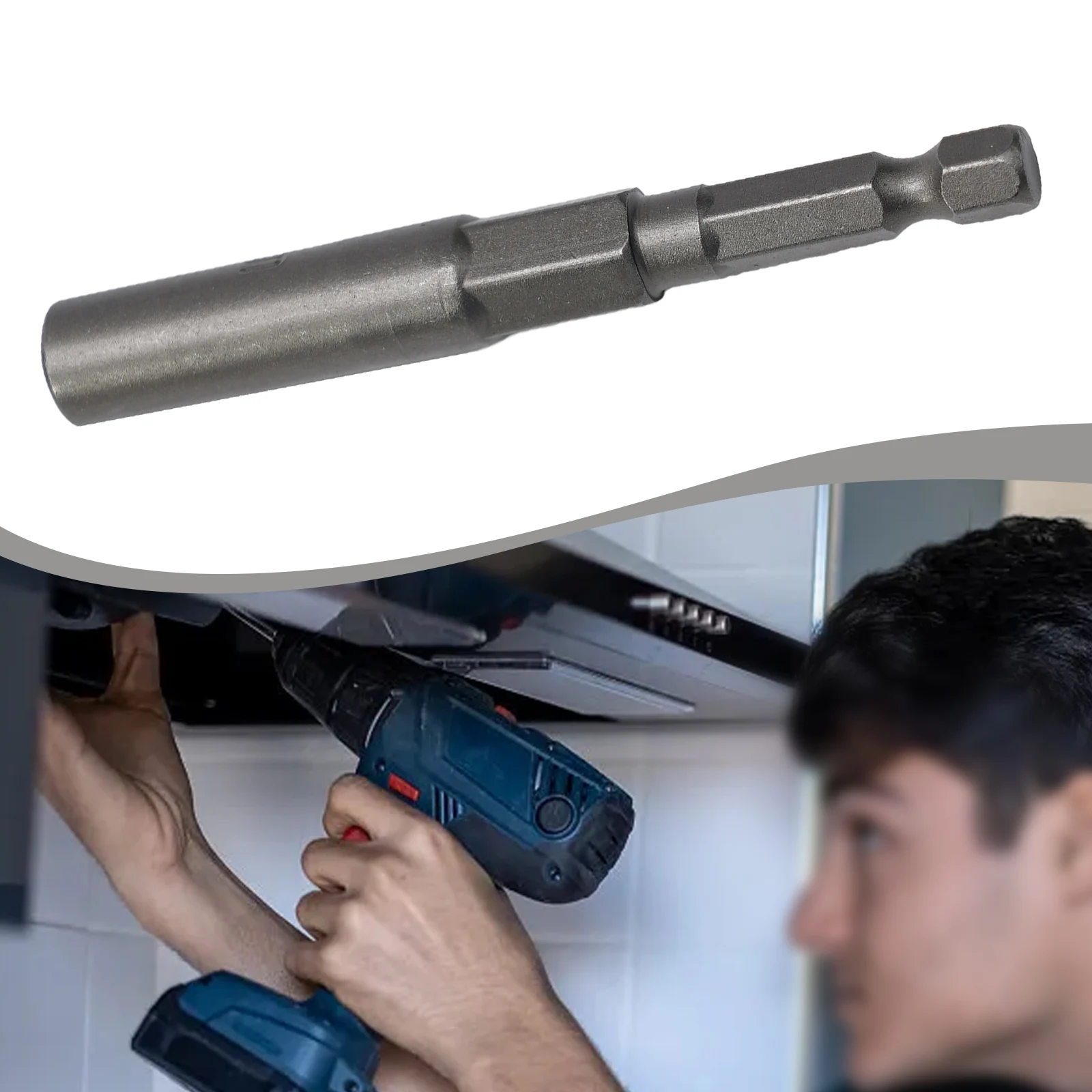 Chrome Vanadium Steel Hex Socket Bit 80mm Total Length And 1/4 Inch Drive Size Compatible With Most Pneumatic Screwdriver Models