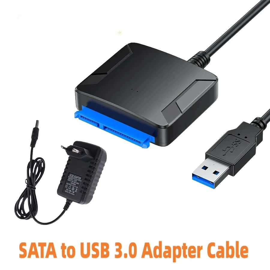 USB 3.0 to SATA Adapter Cable for 2.5" 3.5" HDD SSD Hard Drive 5Gbps External Converter with 12V Power Supply
